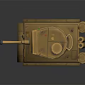 3D Modeled Yellow Tank With Cannon Tracks And Round Turret On Dark Background