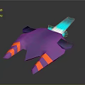 Futuristic Purple Orange Blue Spaceship With Sleek Structure For Cosmic Exploration