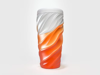 Modern Stylish Cup Featuring Unique Orange And White Swirl Wave Design 3d model