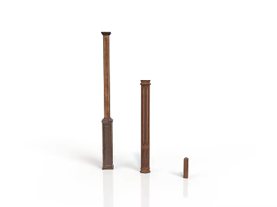 Wooden Decorative Columns With Various Heights And Classic Design Features 3d model