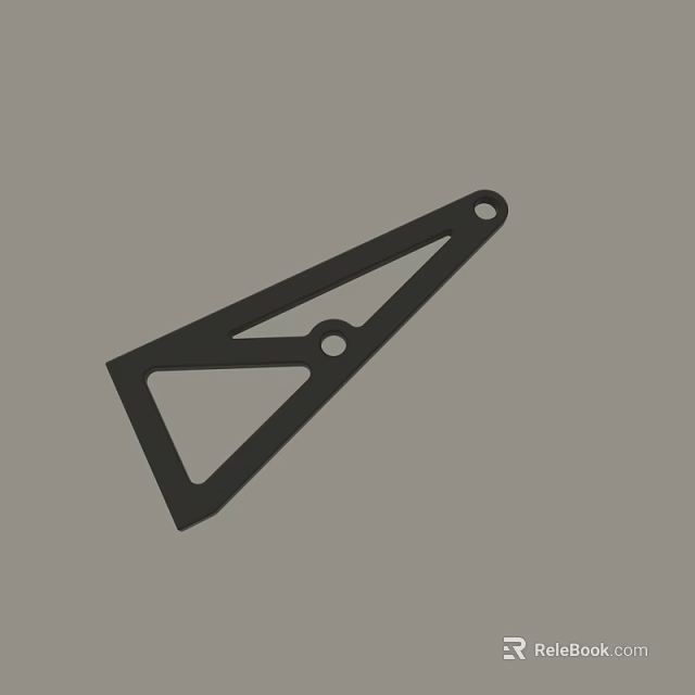 Black Metal Bracket With Geometric Structure And Two Circular Holes For Mechanical Use 3d model