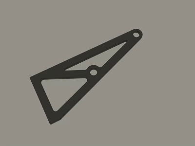 Black Metal Bracket With Geometric Structure And Two Circular Holes For Mechanical Use 3d model