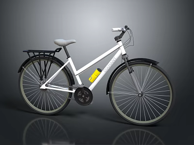 White City Bicycle with Black Rear Rack White Seat and Fenders for Urban Commuting 3d model