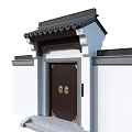 Traditional Chinese Ancient Architecture Doors With Black Tiled Roofs And White Walls