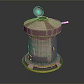 Small Stone Tower Structure With Circular Top Base And Metal Details 3d model