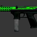 Green and Black Pistol with Hollowed Out Patterned Upper Receiver and Tactical Design