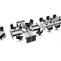 Modern Office Workstations With Multiple Desks Computers And Ergonomic Chairs 3d model