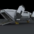 Futuristic Spacecraft With Docked Rover And Sci Fi Exploration Equipment 3d model
