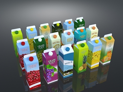 Juice Beverage Milk Coconut Juice Beverage Bottle Packaging Box model