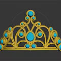 Elegant Golden Crown Fashion Accessory With Blue Gemstones And Curly Patterns