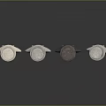 Four Male Busts With Top Hats One Different Colored On Black Surface With Reflections