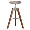 Modern Bar Stool With Wooden Legs Metal Footrest And Gray Seat Design