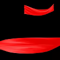 Two Elegant Red Ribbons Floating On Black Background With Flowing Motion