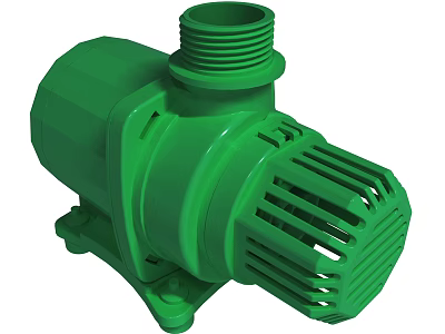 Green Plastic Water Pump with Threaded Inlet and Cooling Fins Structure 3d model