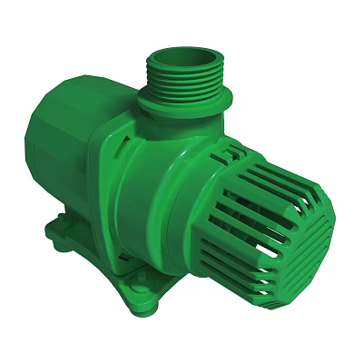 Green Plastic Water Pump with Threaded Inlet and Cooling Fins Structure 3d model