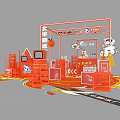 Beiping Ice Factory Exhibition Booth With Orange Decor And Cartoon Mascot Displays