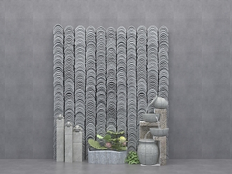 Chinese-style porch background wall 3d model