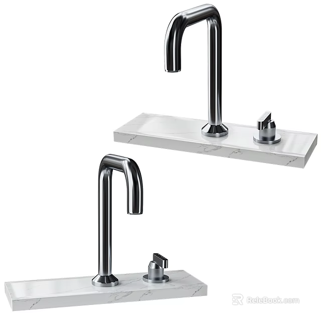 Modern Chrome Kitchen Faucet With Sleek Spout And Single Handle Design 3d model 