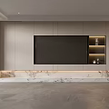 Modern Luxury TV Wall Design With Marble Base And Built-in Storage Shelves
