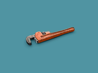 Durable Orange Adjustable Wrench Hardware Tool for Home Repair on Blue Background 3d model