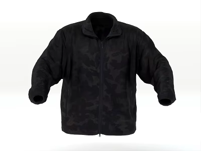 Black Camouflage Jacket With Zipper Closure Stand Collar And Stylish Design 3d model