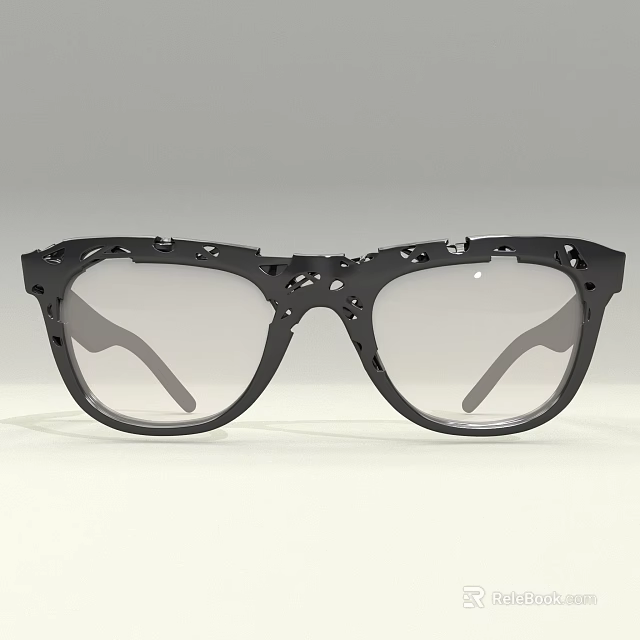 Daily Necessities Black Frame Sunglasses With Gray Lenses And Hollow Out Design 3d model 
