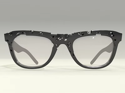 Daily Necessities Black Frame Sunglasses With Gray Lenses And Hollow Out Design 3d model