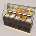 Display Showcase Shelf With Glass Cover For Commercial Refrigerated Pastries Display On Multiple Tiers