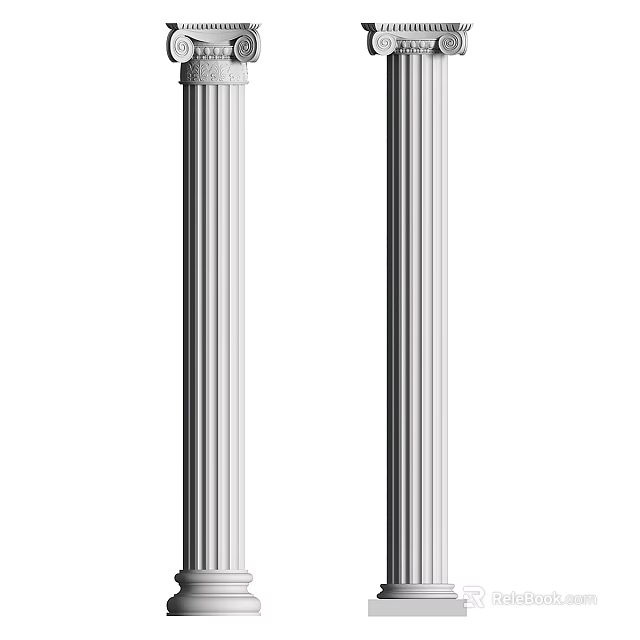 Two Elegant Classical Fluted White Roman Columns For Architectural Design 3d model 
