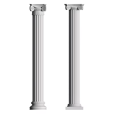 Two Elegant Classical Fluted White Roman Columns For Architectural Design 3d model