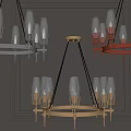 Modern Circular Chandeliers With Glass Lampshades And Metal Frames In Gold Copper Silver