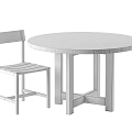 Round Wooden Outdoor Table With Simple Design And Matching Wooden Chair