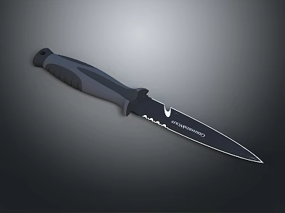 CONDOR Outdoor Survival Knife With Black Gray Handle And Serrated Blade 3d model