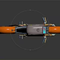Gray Metallic Motorcycle With Orange Wheels Black Seat And Mechanical Details
