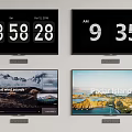 Smart TV Screen Displaying Time Scenic Views And Natural Landscapes