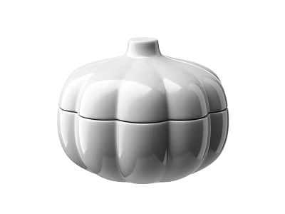 Elegant White Ceramic Vessel With Lid And Pumpkin Shaped Design 3d model