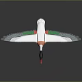 Lifelike Flying Duck Model With White Body Green Wings And Red Beak