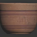 Rustic Handcrafted Terracotta Flower Pot With Striped Texture As Garden Ornament Decor