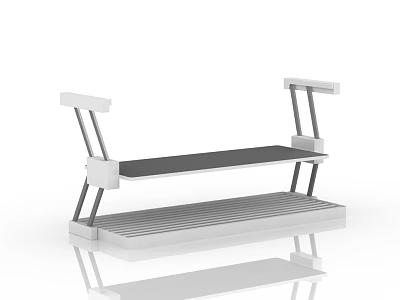 Modern White Multi Tier Kitchen Shelf with Metal Frame and Storage Space 3d model