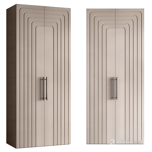 Elegant Modern Dresser With Linear Panel Design And Sleek Metal Handles 3d model 