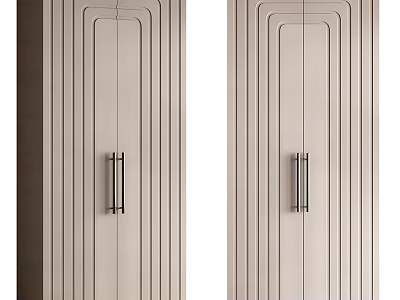 Elegant Modern Dresser With Linear Panel Design And Sleek Metal Handles 3d model