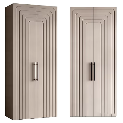 Elegant Modern Dresser With Linear Panel Design And Sleek Metal Handles 3d model