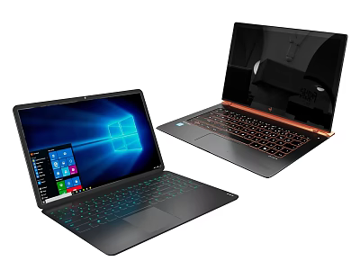 Modern Laptops With Backlit Keyboards And Windows Interface Display In Sleek Design 3d model