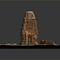 Ancient Temple Model With Stone Structure Detailed Steps And Ruin Elements On Square Base 3d model