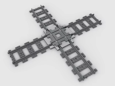 Gray Building Blocks Cross Railway Track Interlocking Structure Design Layout 3d model