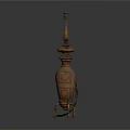 Antique Bronze Decorative Ornament With Intricate Carvings Tall Neck Curved Handle And Sturdy Base