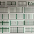 Various Green Fence Styles Featuring Railing Grid Panels and Decorative Patterns for Home Use 3d model