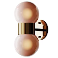 Elegant Modern Wall Lamp With Pink Glass Balls And Gold Metal Accents