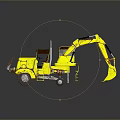 Yellow Utility Excavator Vehicle With Front Bucket And Metal Claw For Construction Work