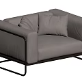 Modern Light Colored Leather Single Sofa With Metal Frame And Decorative Cushions 3d model